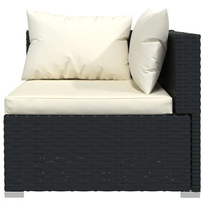 10 Piece Patio Lounge Set with Cushions Black Poly Rattan