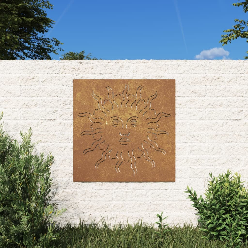 Patio Wall Decoration Corten Steel Sun Design