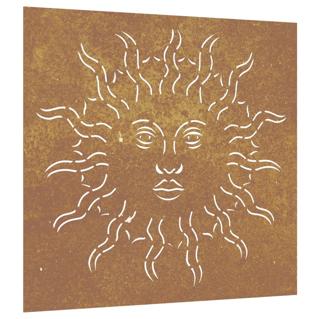 Patio Wall Decoration Corten Steel Sun Design