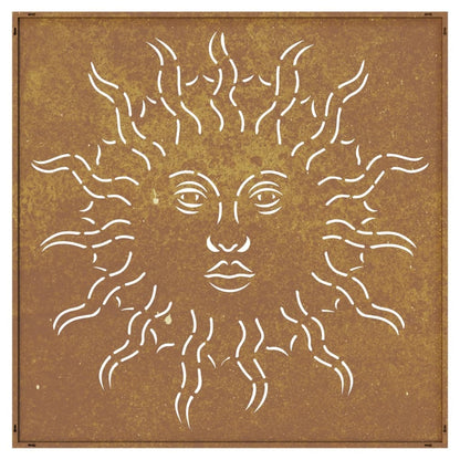 Patio Wall Decoration Corten Steel Sun Design